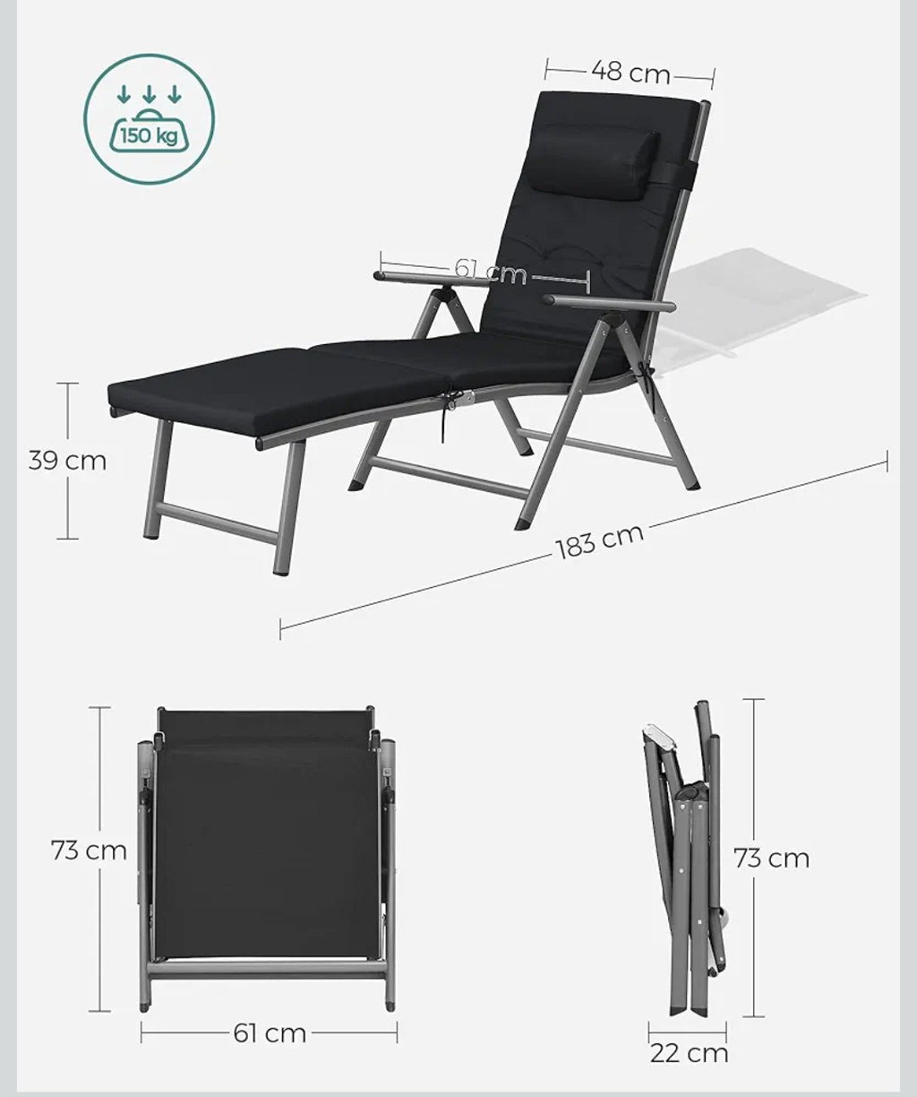 Leżak ogrodowy 183x60 songmics